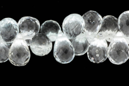 White Topaz 7x5mm Faceted Teardrop Briolettes
