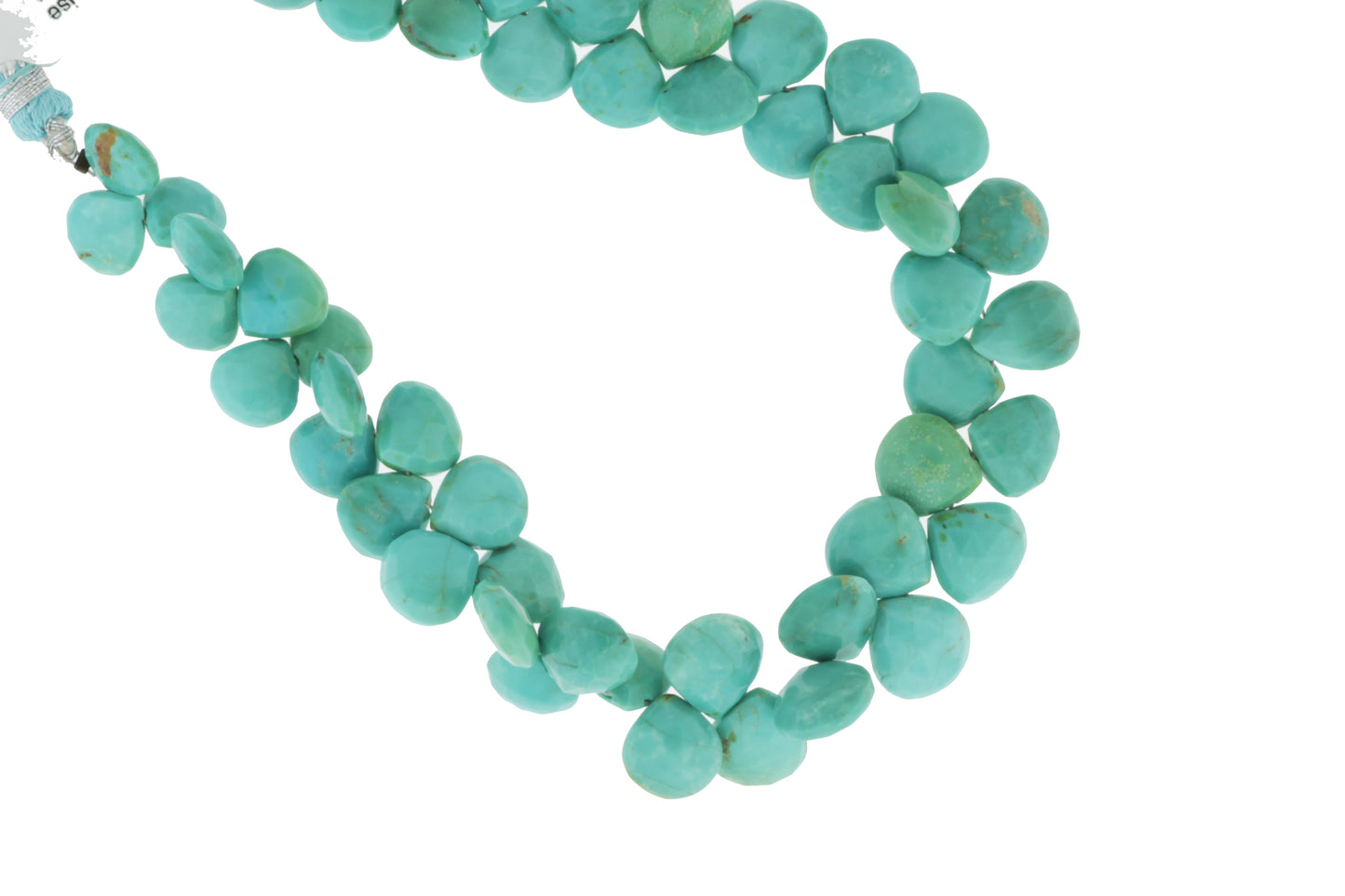 Natural Blue-Green Turquoise 8mm Faceted Heart Shaped Briolettes