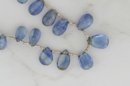 Blue Kyanite 8x6mm Faceted Pear Shaped Briolettes