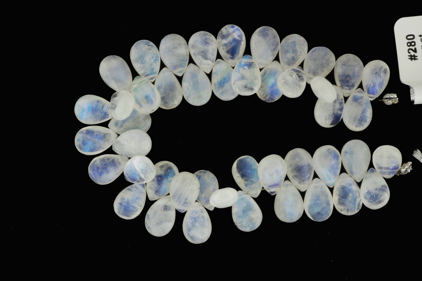 Blue Rainbow Moonstone 12x8mm Smooth Pear Shaped Briolettes