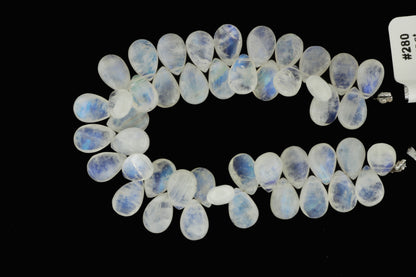 Blue Rainbow Moonstone 12x8mm Smooth Pear Shaped Briolettes