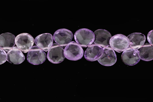 Pink Amethyst 7mm Faceted Heart Shaped Briolettes
