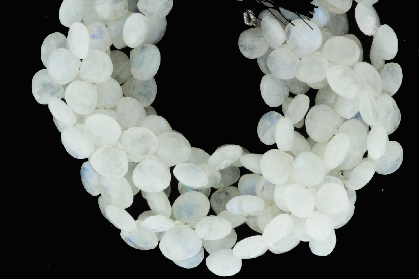 Blue Rainbow Moonstone 11mm Faceted Heart Shaped Briolettes