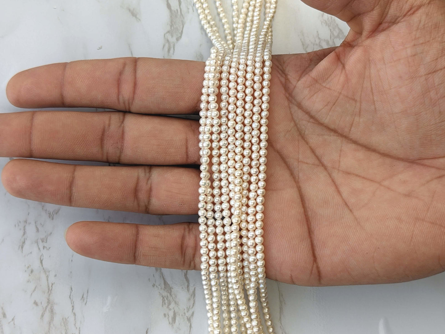 White Freshwater Pearl 3mm Smooth Rounds