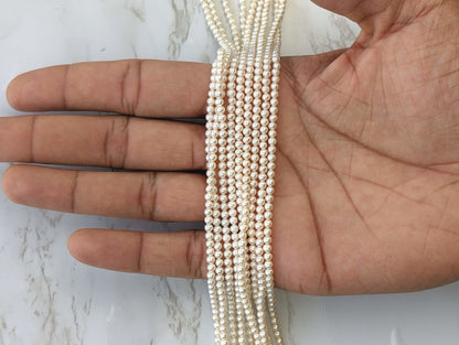 White Freshwater Pearl 3mm Smooth Rounds