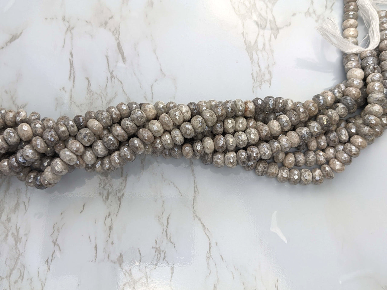 Coated Gray Agate 8mm Faceted Rondelles