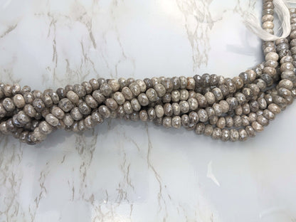 Coated Gray Agate 8mm Faceted Rondelles