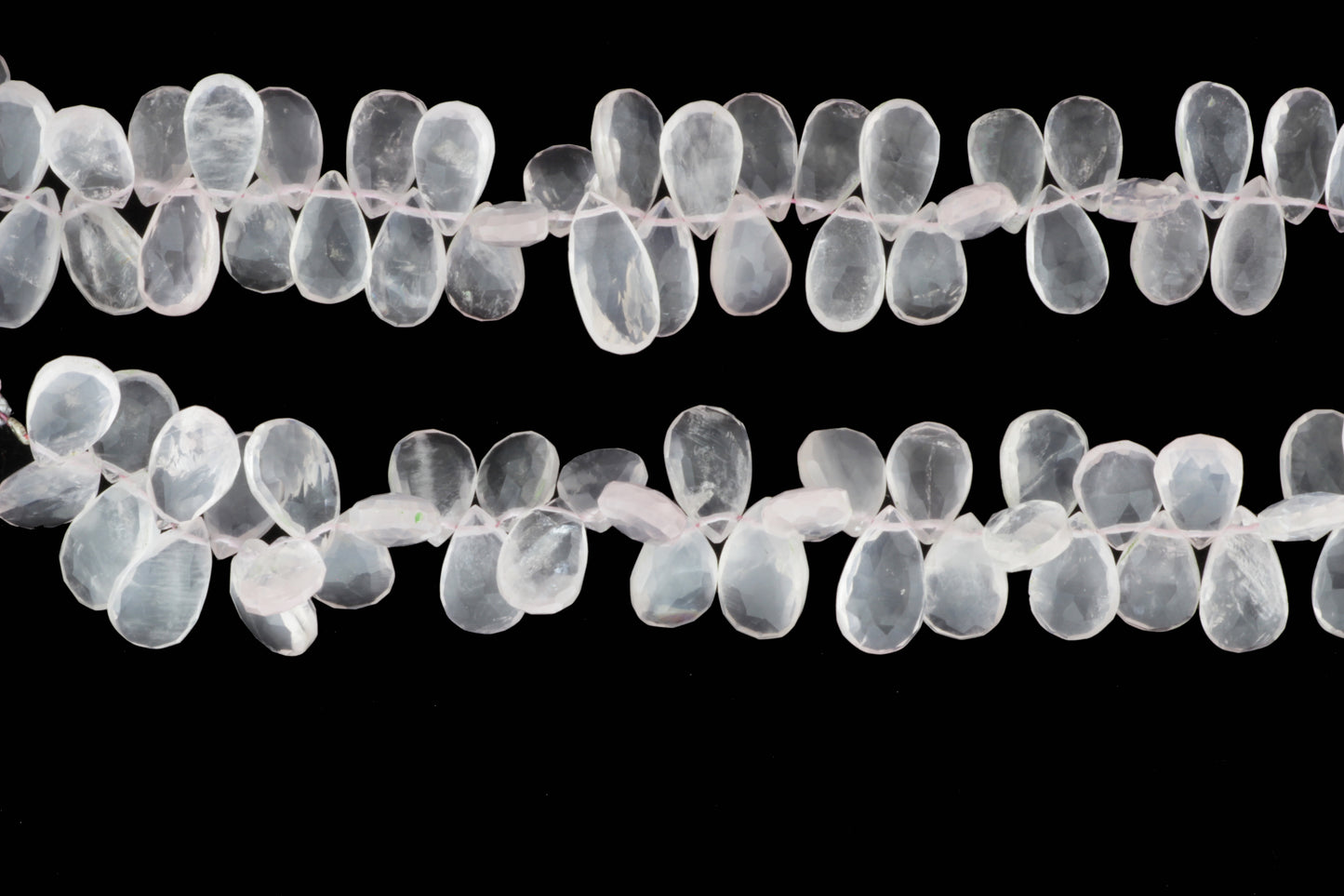 Pink Rose Quartz 12x7mm Faceted Pear Shaped Briolettes