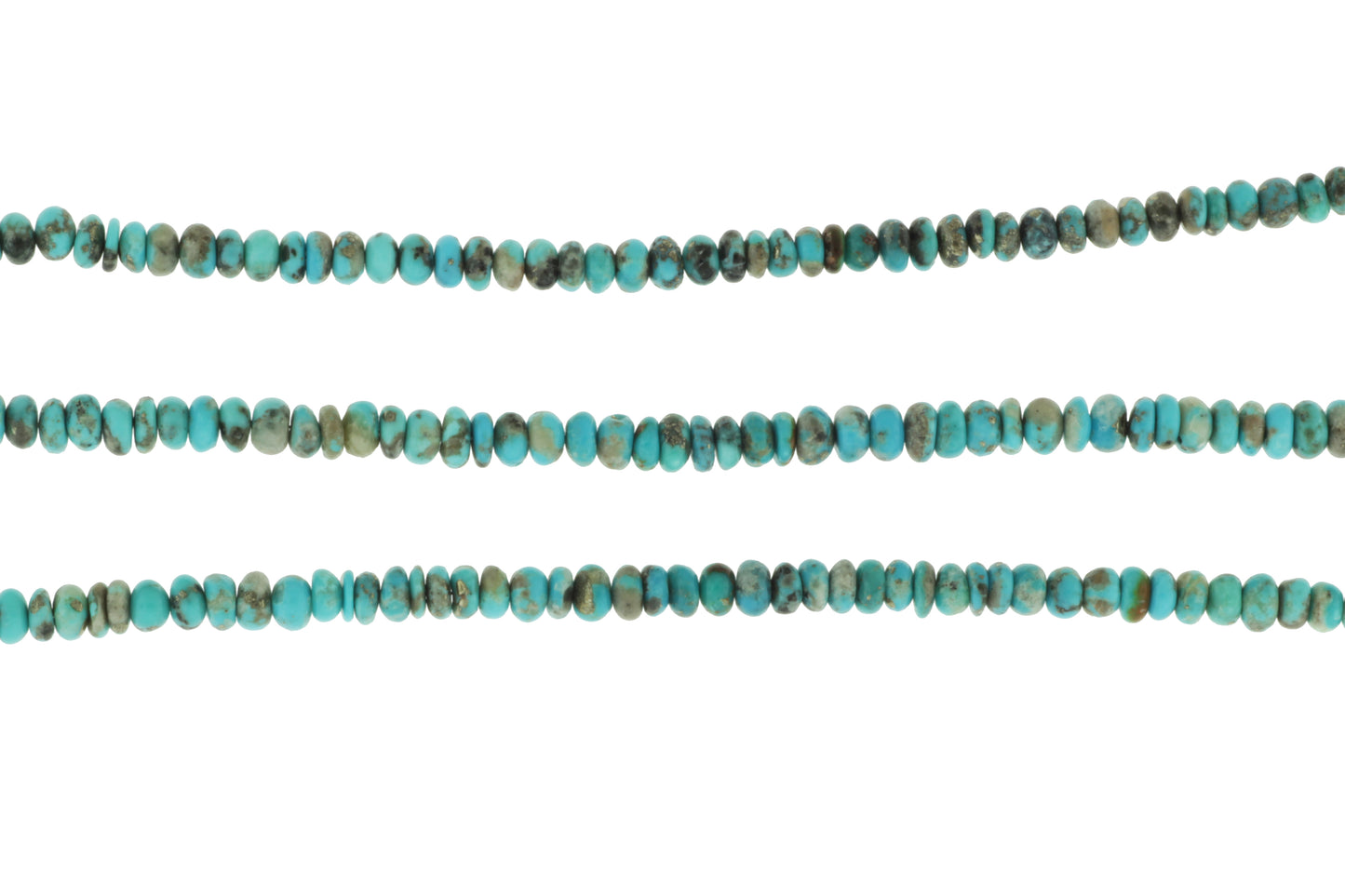 Natural Blue and Black Turquoise 4mm Smooth Rondelles