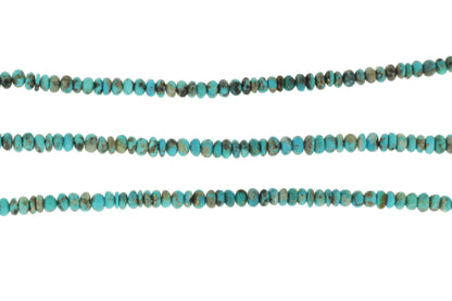 Natural Blue and Black Turquoise 4mm Smooth Rondelles