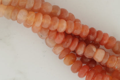 Ombre Peach Moonstone 6mm Faceted Rondelles