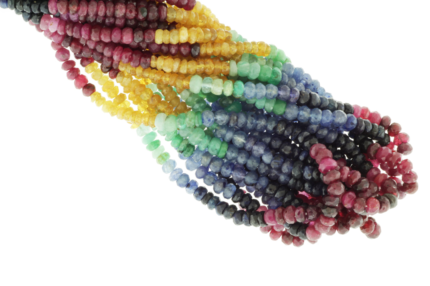 Rainbow Multi Ruby, Emerald, and Sapphire 4mm Faceted Rondelles