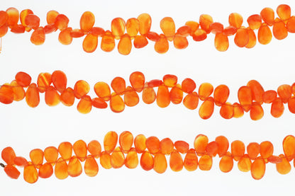 Orange Carnelian 8x6mm Faceted Pear Shaped Briolettes