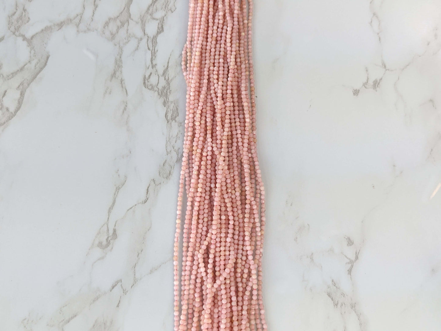 Pink Opal 2mm Faceted Rounds Bead Strand