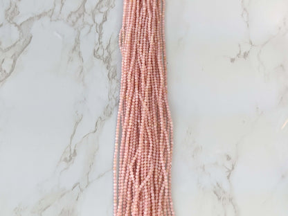 Pink Opal 2mm Faceted Rounds Bead Strand