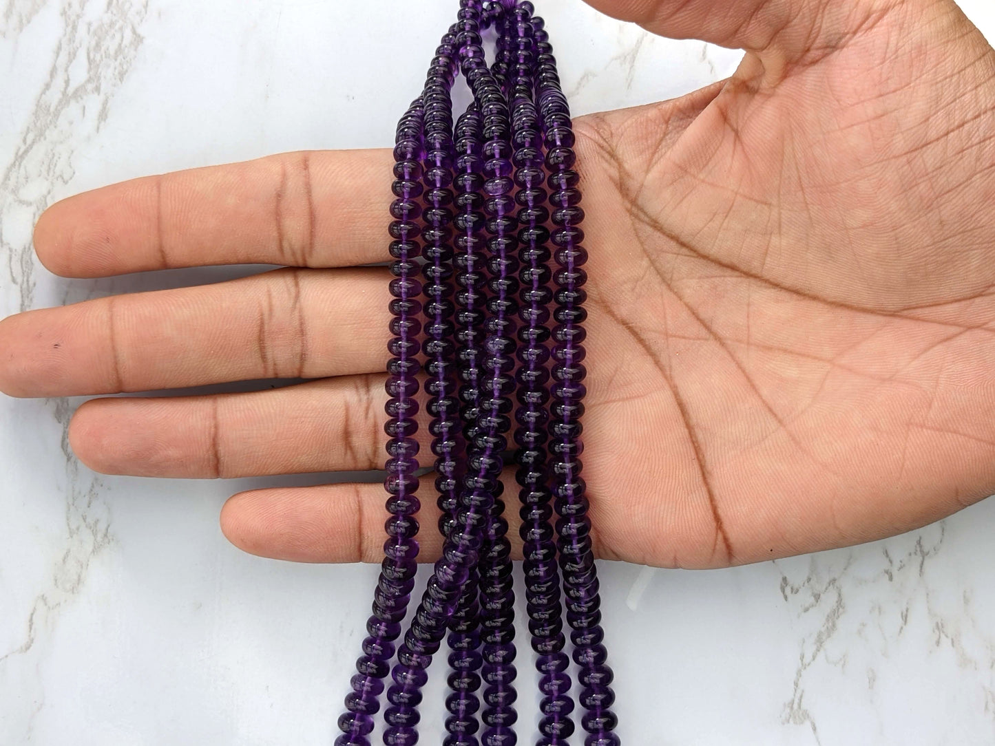 Purple Amethyst 5mm Smooth Rondelles