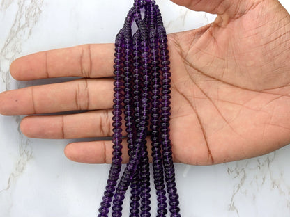 Purple Amethyst 5mm Smooth Rondelles
