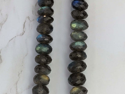 Natural Blue Labradorite 10mm Faceted Rondelles