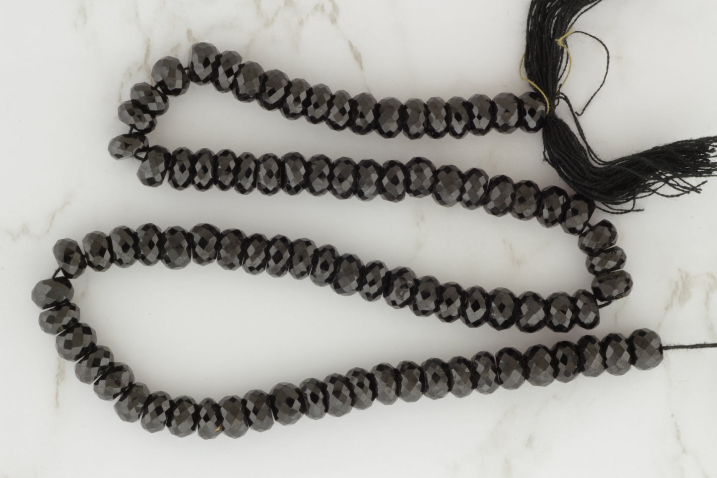 Black Spinel 7mm Faceted Rondelles