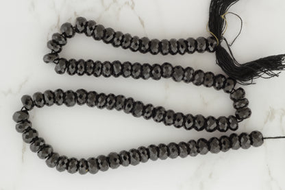 Black Spinel 7mm Faceted Rondelles