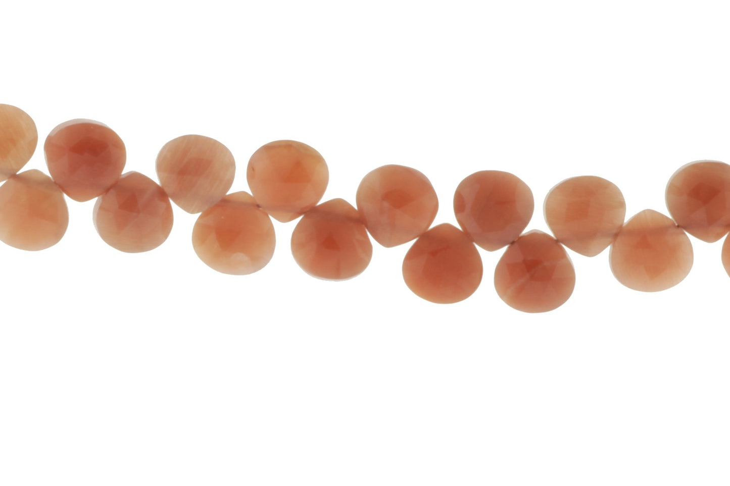 Peach Moonstone 7mm Faceted Heart Shaped Briolettes
