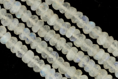 Blue Rainbow Moonstone 7mm Faceted Rondelles