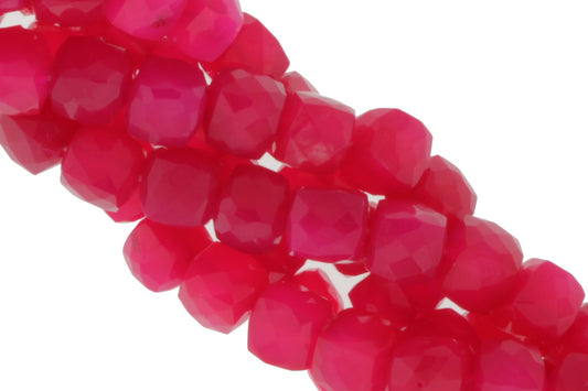 Light Hot Pink Chalcedony 7mm Faceted Cubes