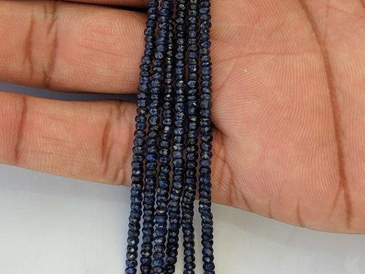 Deep Navy Blue Sapphire 2.5mm Faceted Rondelles