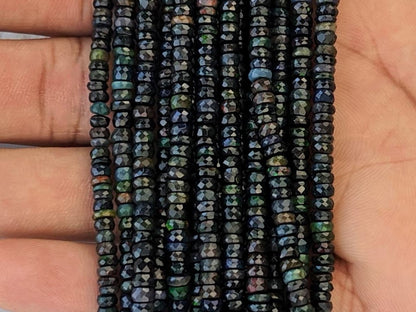 Black Ethiopian Opal 4.5mm Faceted Rondelles