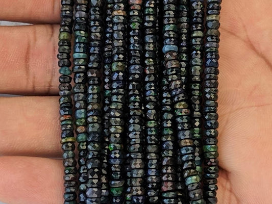 Black Ethiopian Opal 4.5mm Faceted Rondelles
