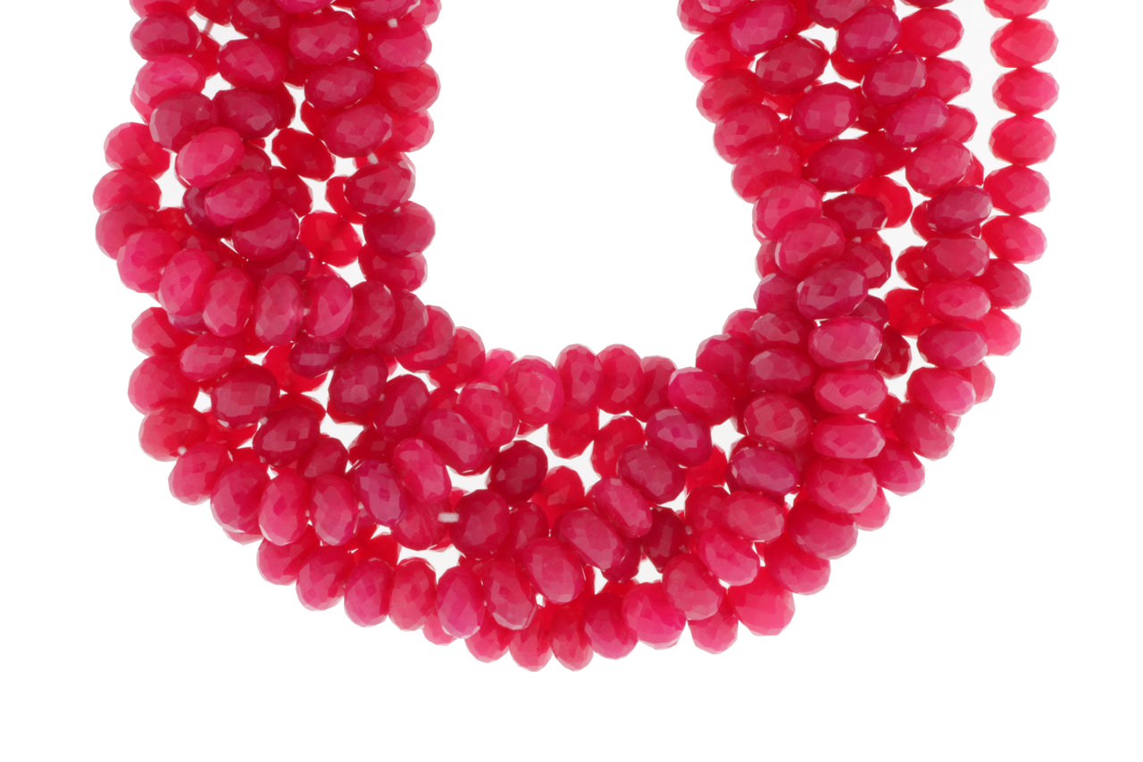 Dark Hot Pink Chalcedony 8mm Faceted Rondelles