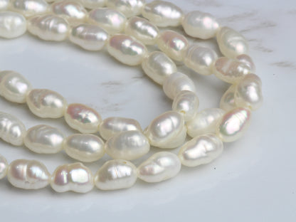 White Freshwater Pearl 6x4mm Biwa Sticks