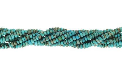 Natural Blue and Black Turquoise 4mm Smooth Rondelles