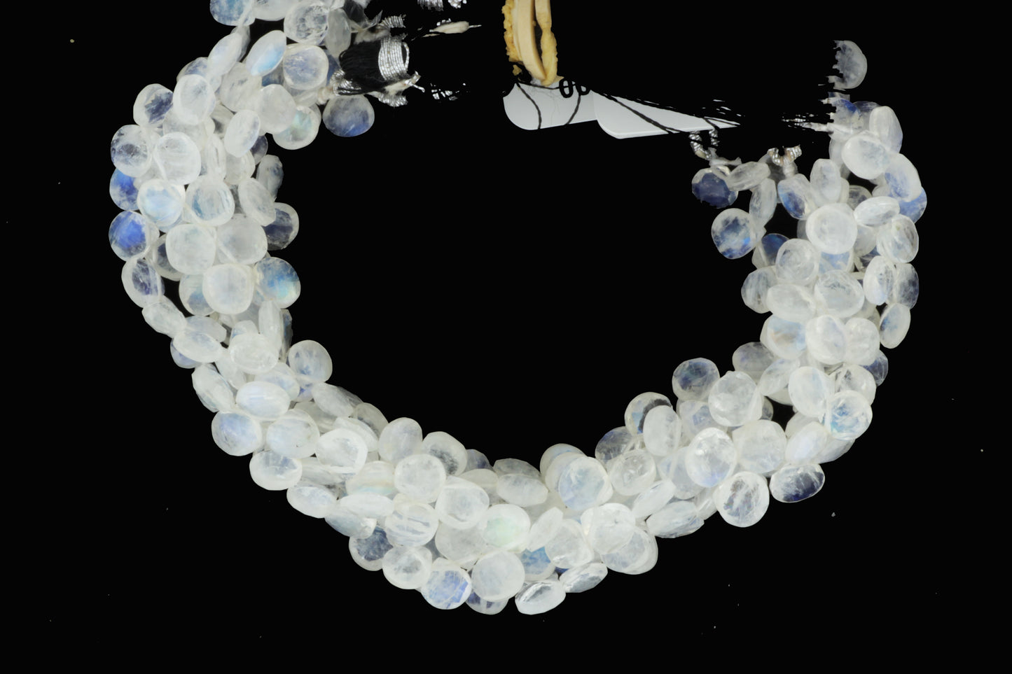 Blue Rainbow Moonstone 7mm Faceted Heart Shaped Briolettes