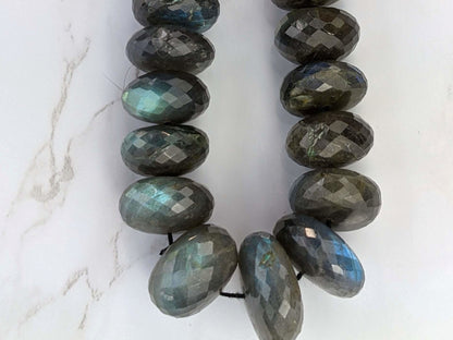 AA Blue Labradorite 14mm Faceted Rondelles