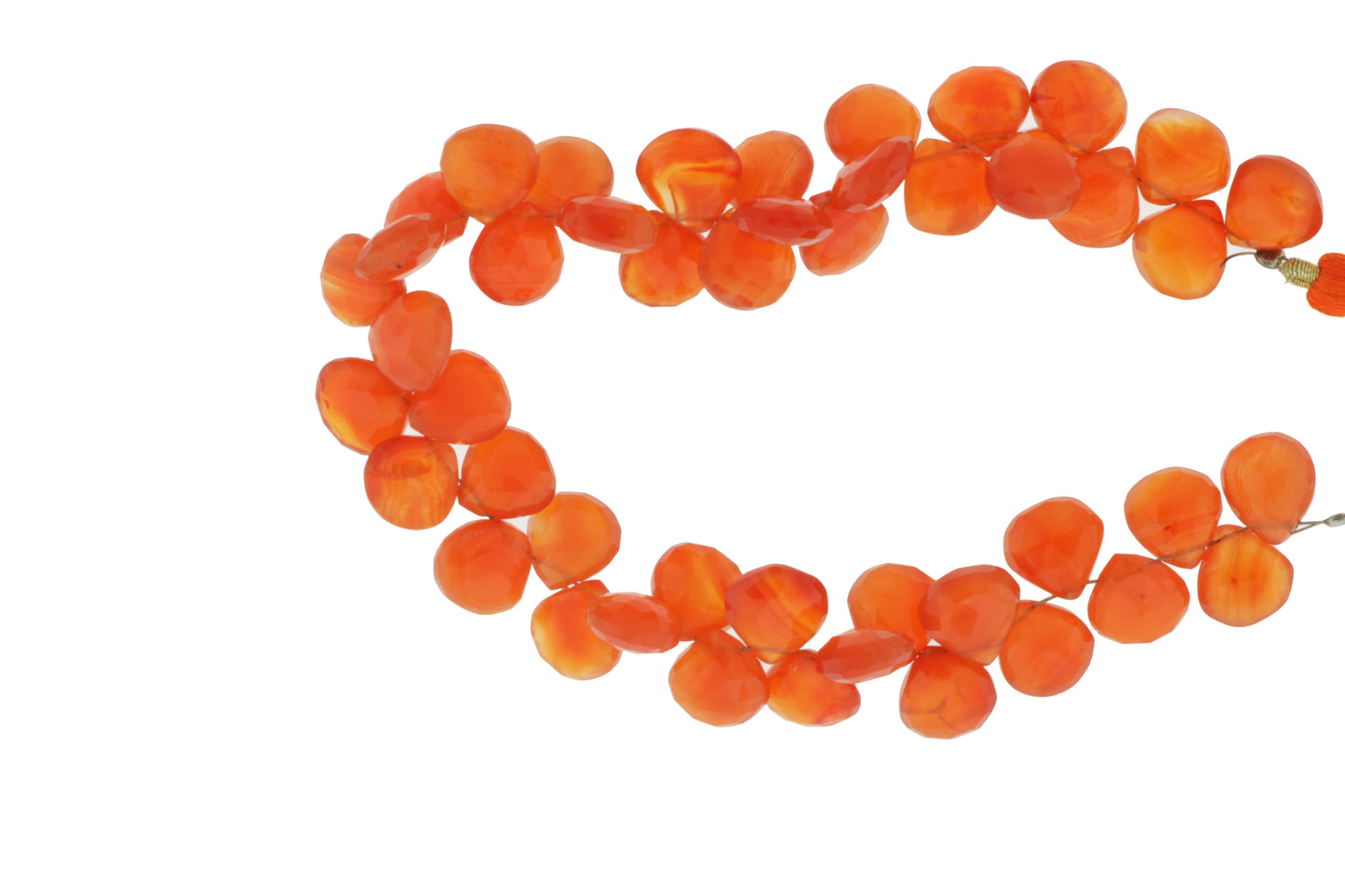 Orange Carnelian 7mm Faceted Heart Shaped Briolettes