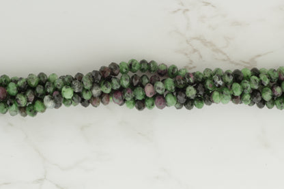 Green and Red Ruby Zoisite 5mm Faceted Rondelles