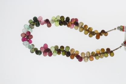 Watermelon Tourmaline 7x5mm Faceted Teardrop Briolettes