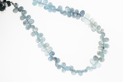 Blue Moss Aquamarine 6x4mm Faceted Pear Shaped Briolettes
