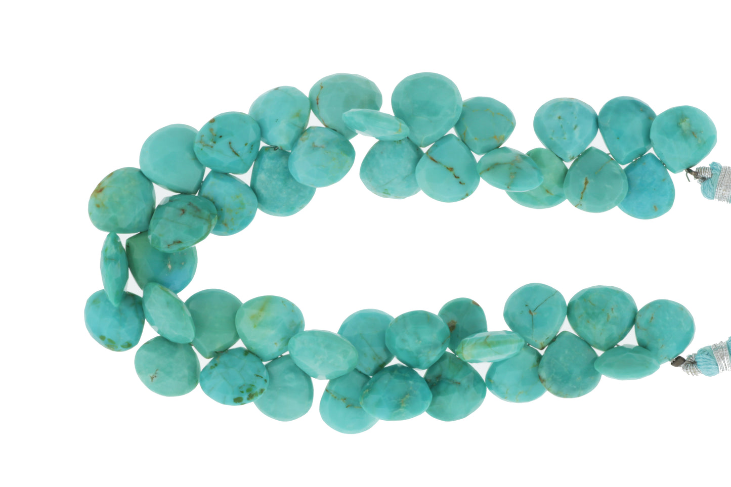 Natural Blue-Green Turquoise 12mm Faceted Heart Shaped Briolettes
