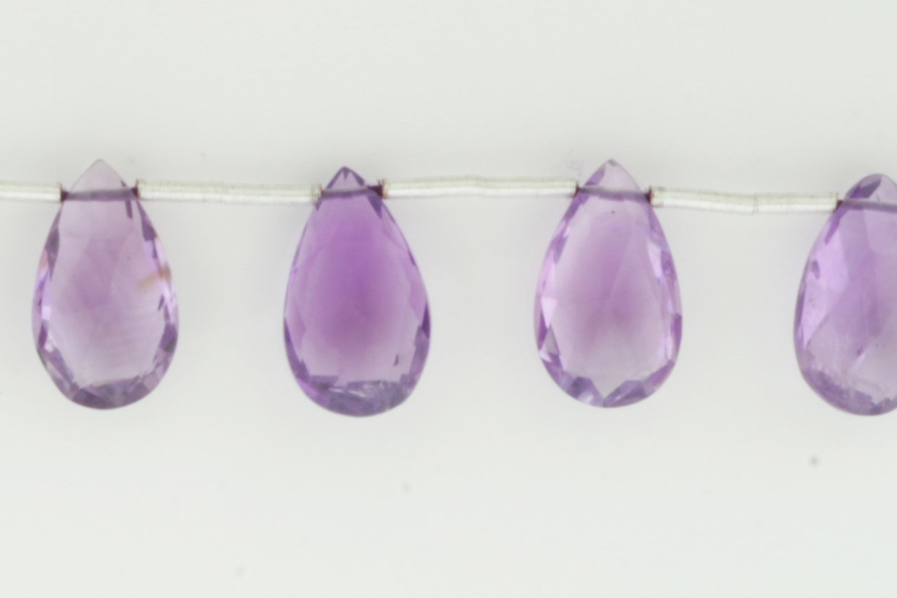 Light Purple Amethyst 12x7mm Faceted Pear Shaped Briolettes