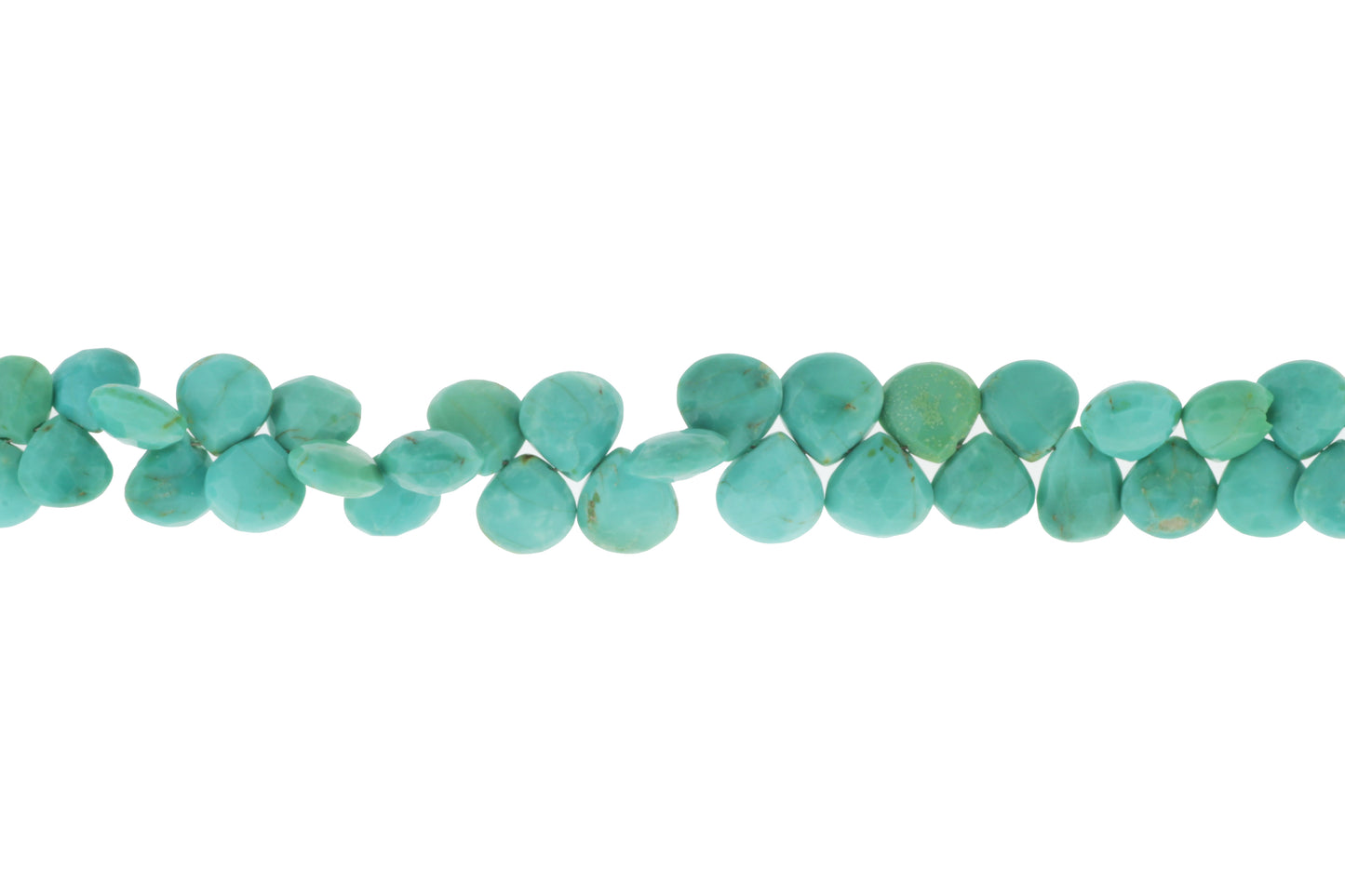 Natural Blue-Green Turquoise 8mm Faceted Heart Shaped Briolettes
