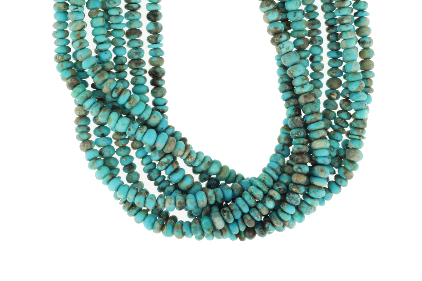 Natural Blue and Black Turquoise 4mm Smooth Rondelles