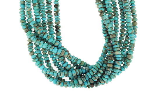 Natural Blue and Black Turquoise 4mm Smooth Rondelles