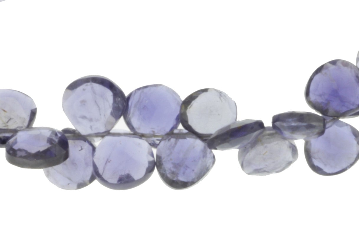 Blue Iolite 9mm Faceted Heart Shaped Briolettes
