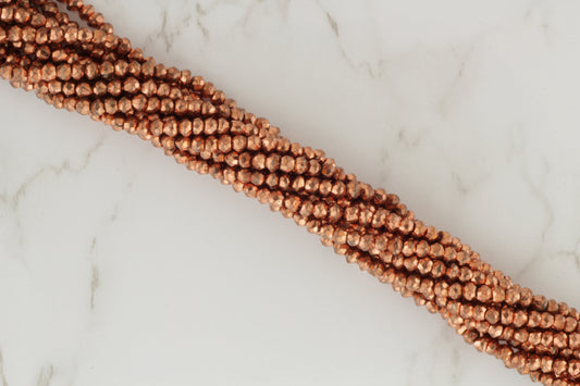 Rose Gold Plated Pyrite 3.5mm Faceted Rondelles