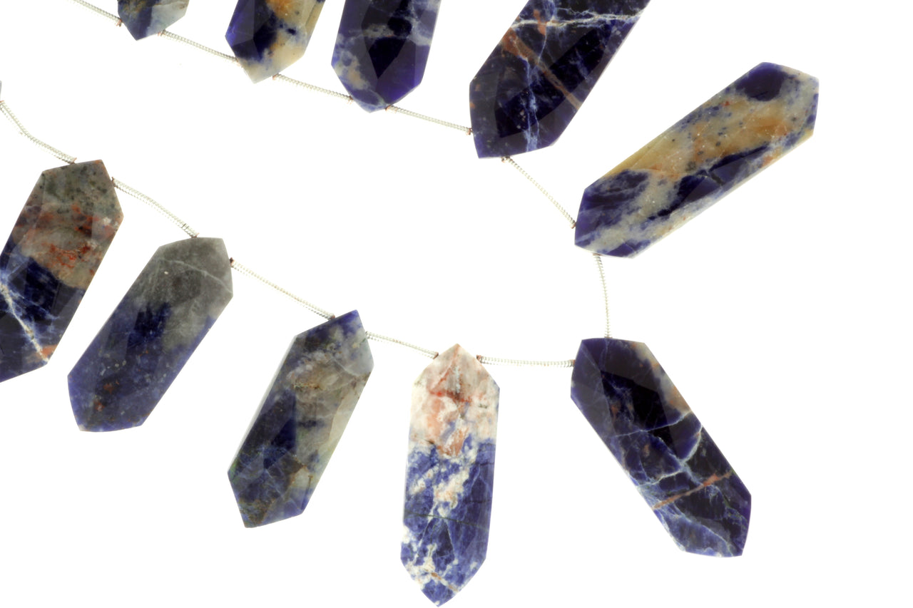 Blue Sodalite 30x12mm Faceted Shields