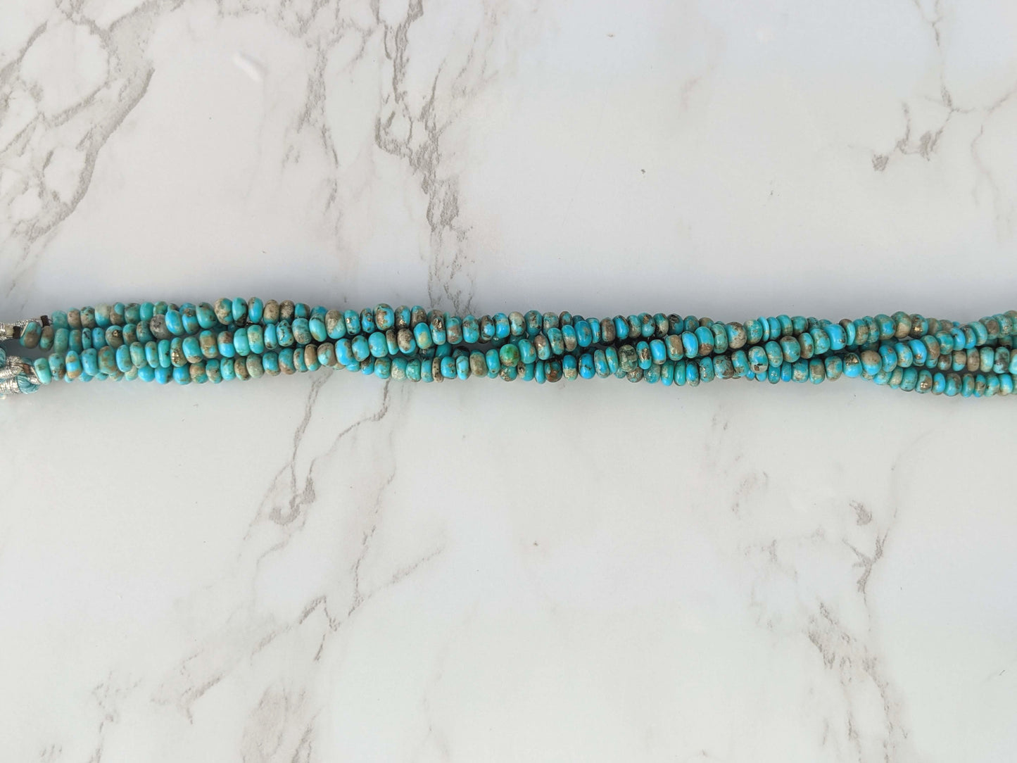 Natural Blue and Black Turquoise 4.5mm Smooth Rondelles