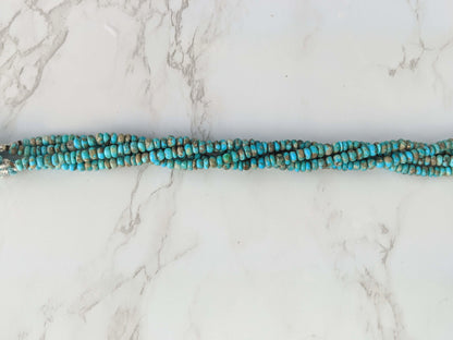 Natural Blue and Black Turquoise 4.5mm Smooth Rondelles