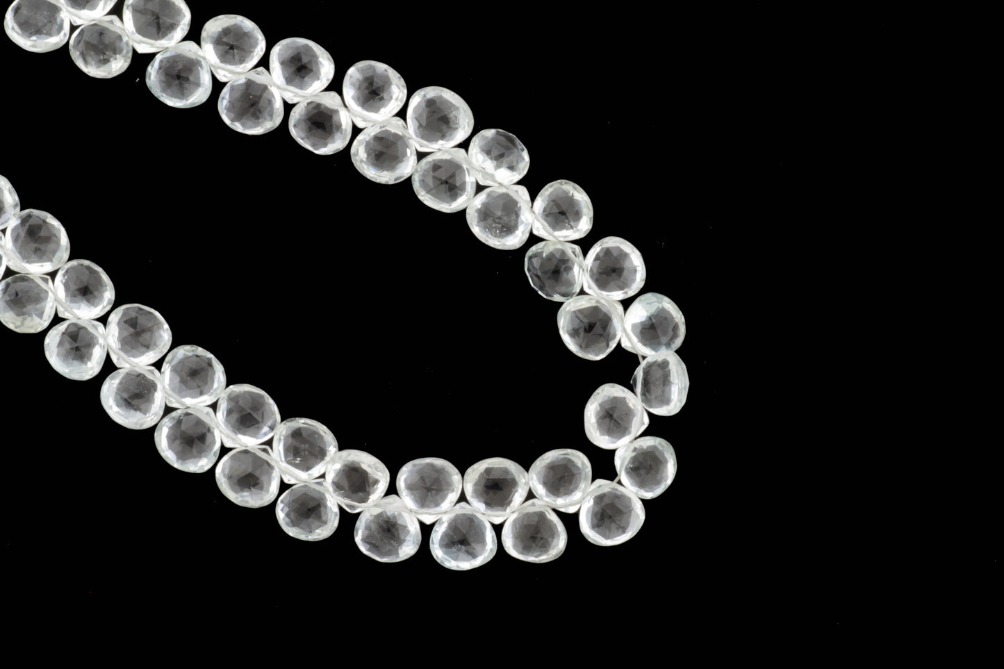 White Topaz 8mm Faceted Heart Shaped Briolettes